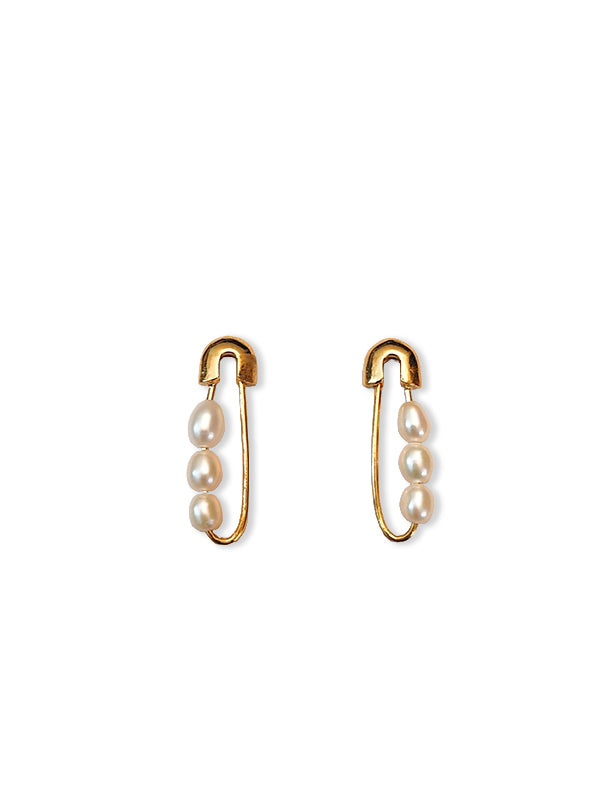 Pearl safety store pin earring